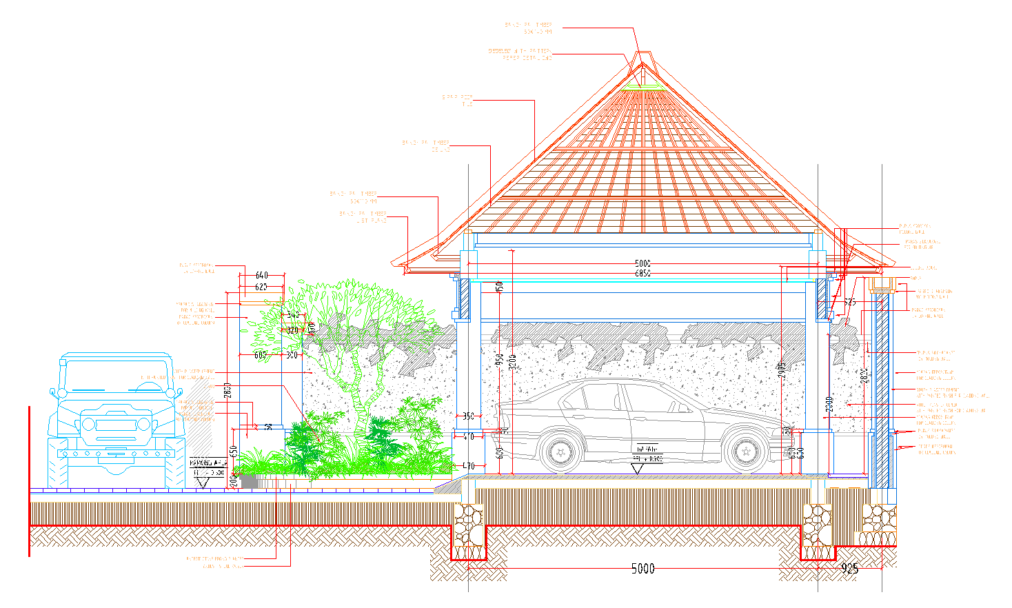 Rumah Tinggal Jember — render of a large Bali-style private residence in East Java